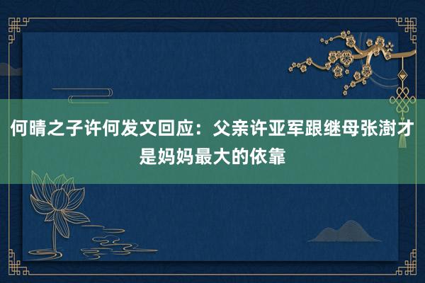 何晴之子许何发文回应：父亲许亚军跟继母张澍才是妈妈最大的依靠