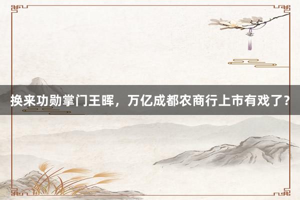 换来功勋掌门王晖，万亿成都农商行上市有戏了？