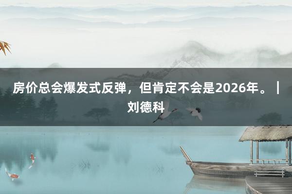 房价总会爆发式反弹，但肯定不会是2026年。︱刘德科