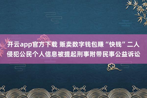 开云app官方下载 贩卖数字钱包赚“快钱”二人侵犯公民个人信息被提起刑事附带民事公益诉讼