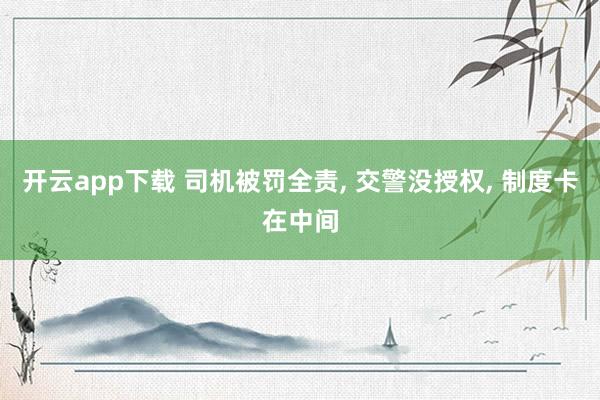 开云app下载 司机被罚全责, 交警没授权, 制度卡在中间
