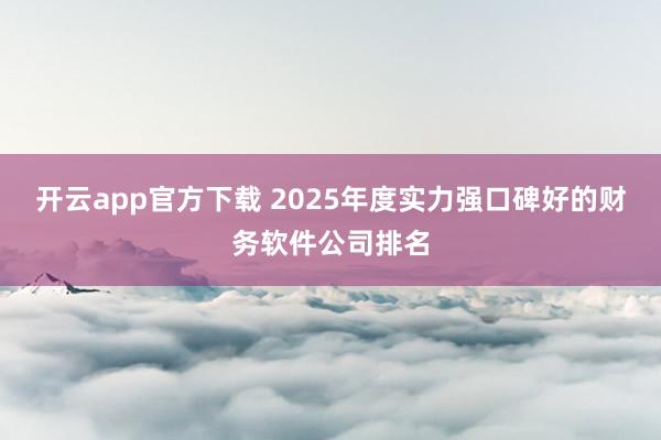 开云app官方下载 2025年度实力强口碑好的财务软件公司排名