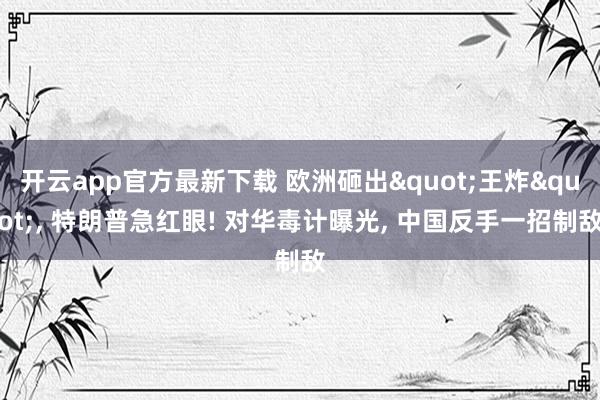 开云app官方最新下载 欧洲砸出"王炸"， 特朗普急红眼! 对华毒计曝光， 中国反手一招制敌