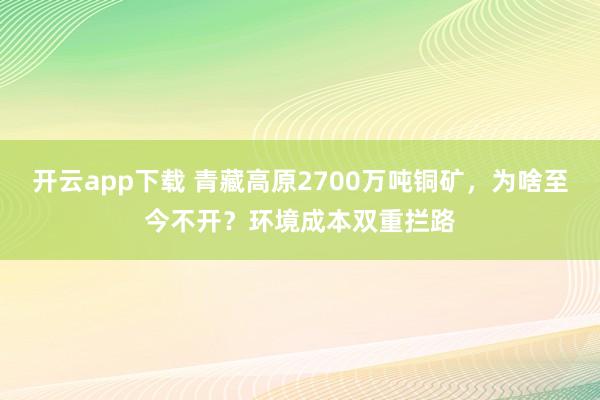 开云app下载 青藏高原2700万吨铜矿,为啥至今不开?环境成本双重拦路