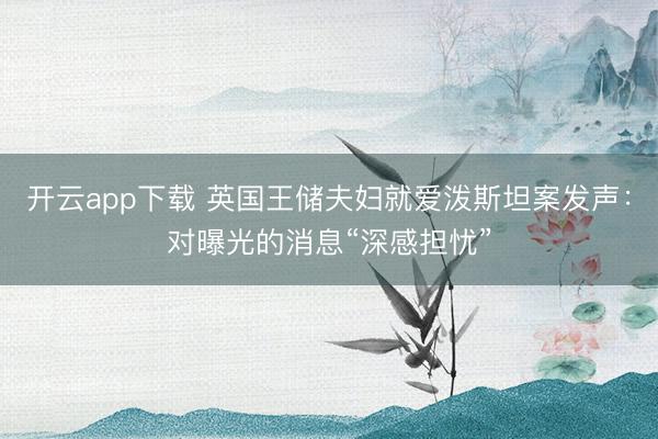 开云app下载 英国王储夫妇就爱泼斯坦案发声：对曝光的消息“深感担忧”